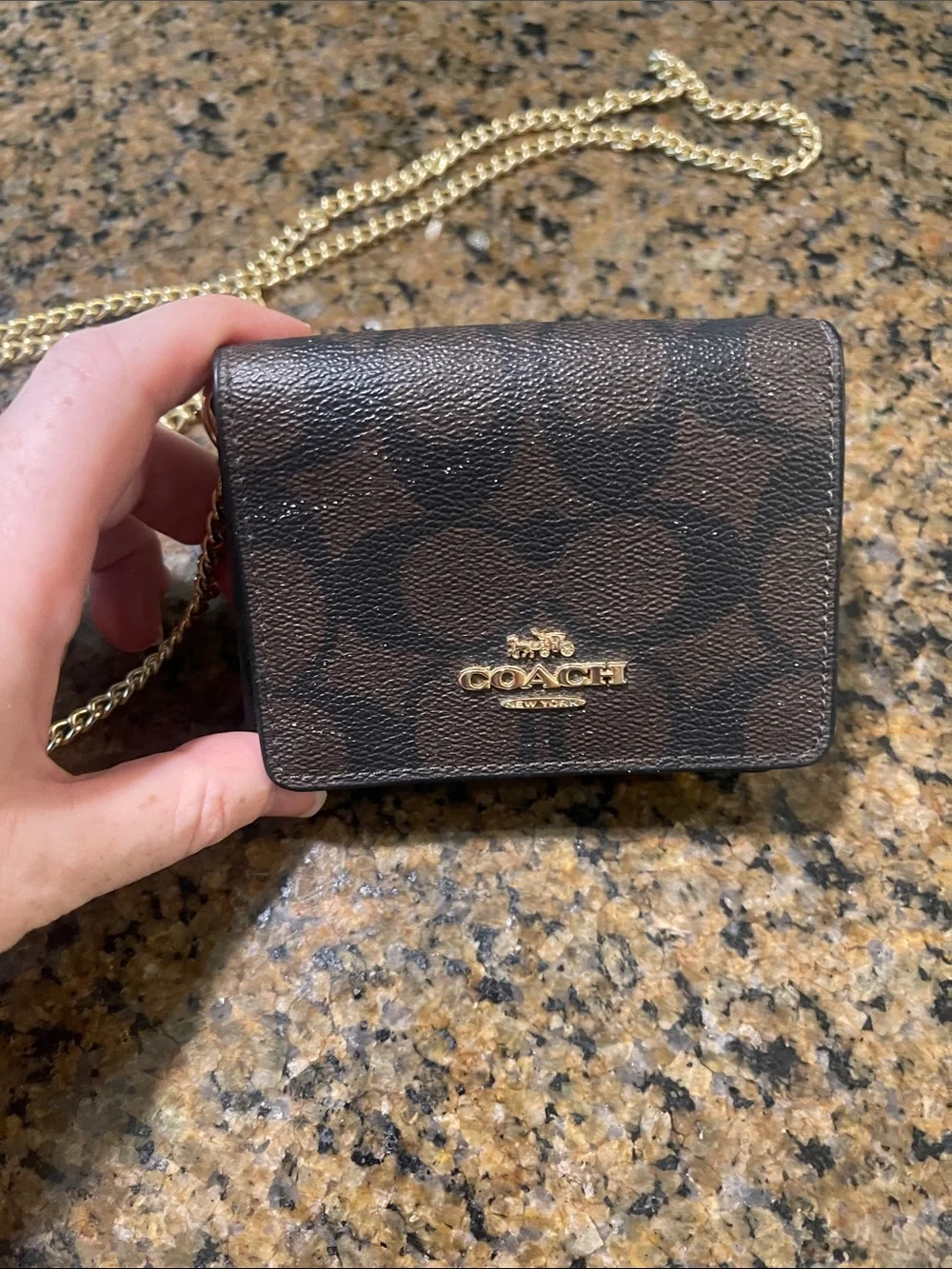 Coach Wallet Size purse with gold chain